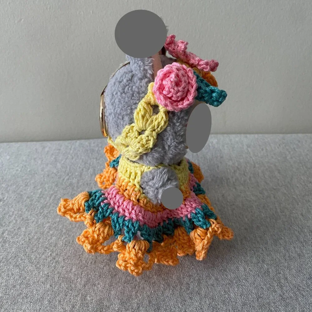 Handmade Crochet Multicoloured Floral Outfit for 17cm Plush Doll 2-Piece Set - Picture 2 of 9